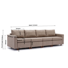 Load image into Gallery viewer, 4 Seat Module Sectional Sofa Couch With 1 Ottoman for living room,Seat Cushion and Back Cushion Non-Removable and Non-Washable,Brown
