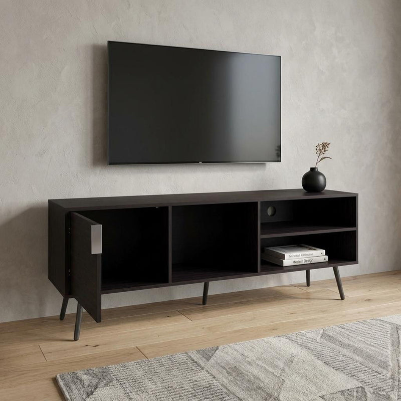 Enclosed Open Storage Entertainment Center - Black