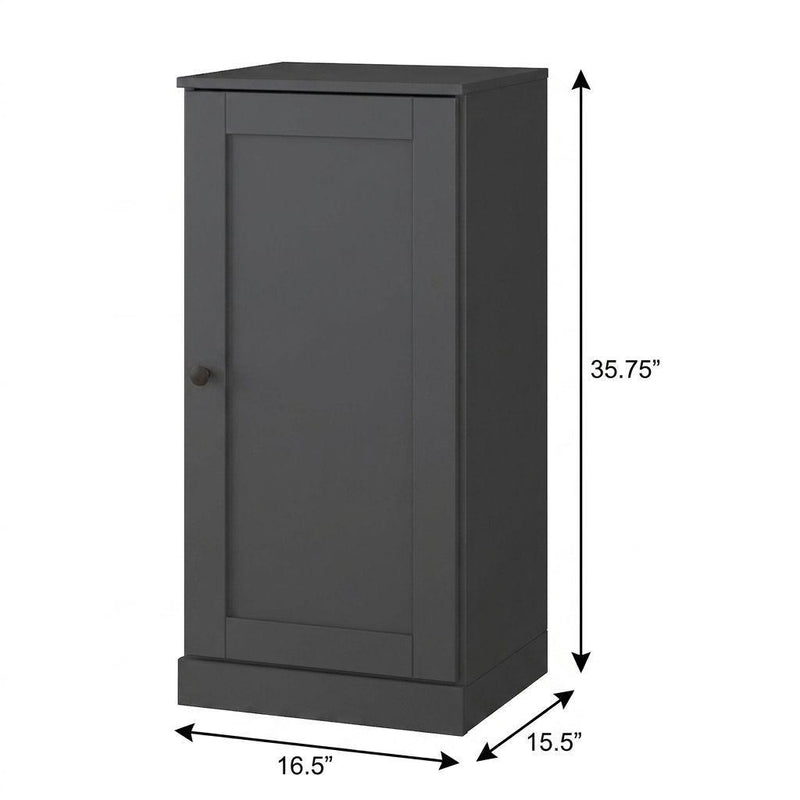 Solid Wood Adjustable Three Tier Library Bookcase With One Door (751320) - Gray