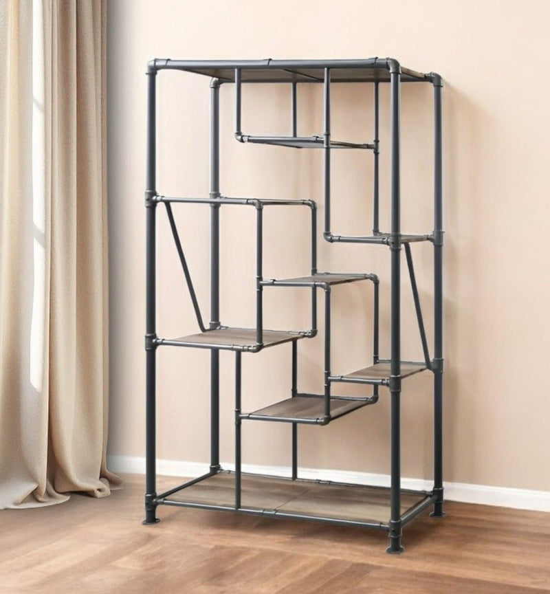 And Eight Tier Bookcase - Gray / Brown