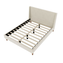 Load image into Gallery viewer, Modern Velvet Upholstered Platform Bed With Wingback Headboard
