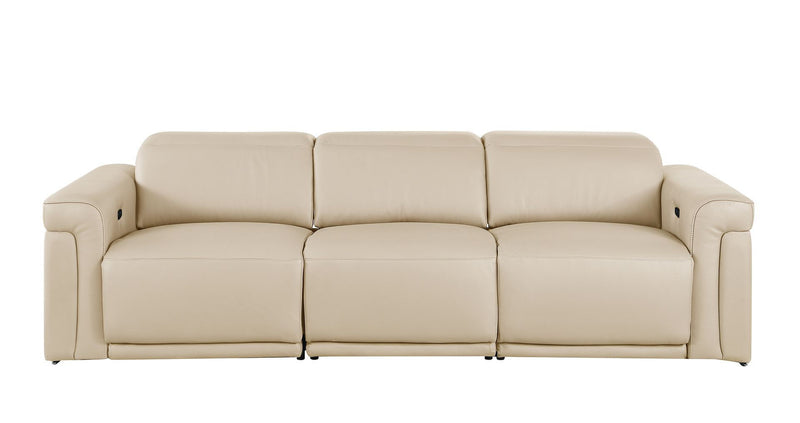 Italian Leather Reclining USB Sofa (720426) - Beige