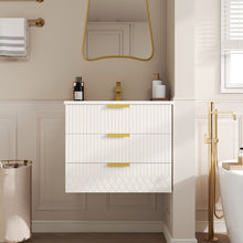 Load image into Gallery viewer, Wall Mounted Floating Cabinet With Double Drawer, Rectangular Sink
