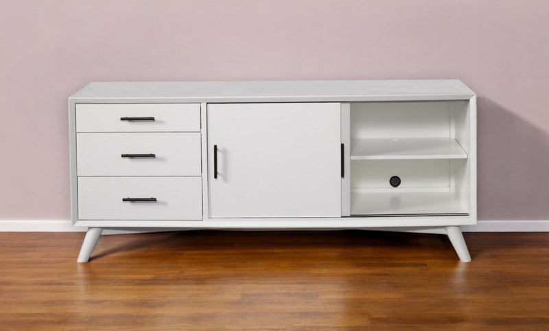 Mahogany Solids Okoume And Veneer Open Shelving TV Stand - White