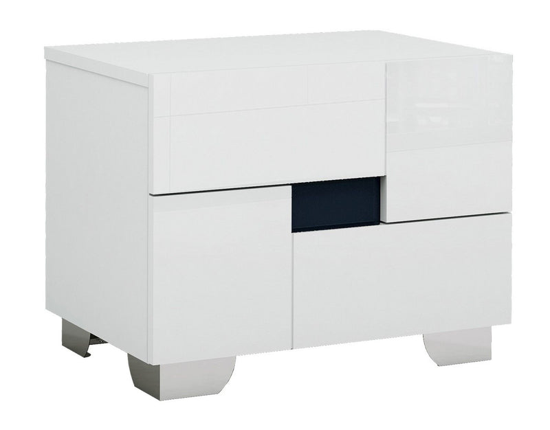 Two Drawer Wood Mirrored Nightstand With Storage - White