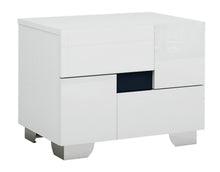 Load image into Gallery viewer, Two Drawer Wood Mirrored Nightstand With Storage - White
