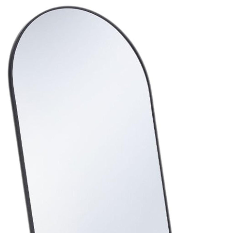59" Metal Arch Wall Mounted Leaning Or Freestanding Framed Full Length Mirror - Black
