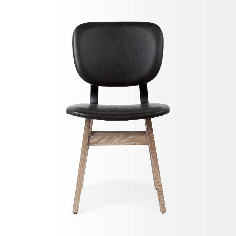 Upholstered Faux leather Open Back Side Chairs (Set of 2) - Brown / Black