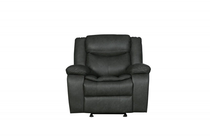 Leather Match Manual Gliding Recliner (366301) - Brown