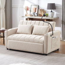 Load image into Gallery viewer, Convertible Sofa Bed Loveseat Sofa With Three USB Ports, Two Side Pockets, Two Cup Holders And 360° swivel Phone Holder For Living Room
