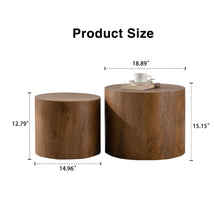 Load image into Gallery viewer, Round Nesting Coffee Table For Small Living Room (Set of 2) - Brown / Wood
