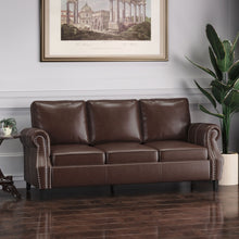 Load image into Gallery viewer, Contemporary 3 Seater Sofa With Nailhead Trim
