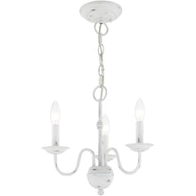 Load image into Gallery viewer, 13" Three Light Dimmable Chandelier With Shades - Antiqued White
