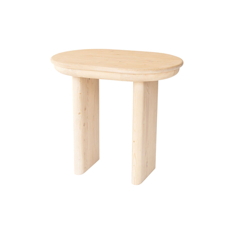 22" Solid Wood Oval Sled End Table - Natural And White