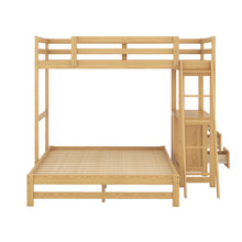 Load image into Gallery viewer, Twin over Full Bunk Bed with Built-in Desk and Three Drawers, Natural
