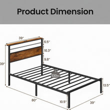 Load image into Gallery viewer, Platform Bed Frame With Charging Station &amp; Headboard Shelves
