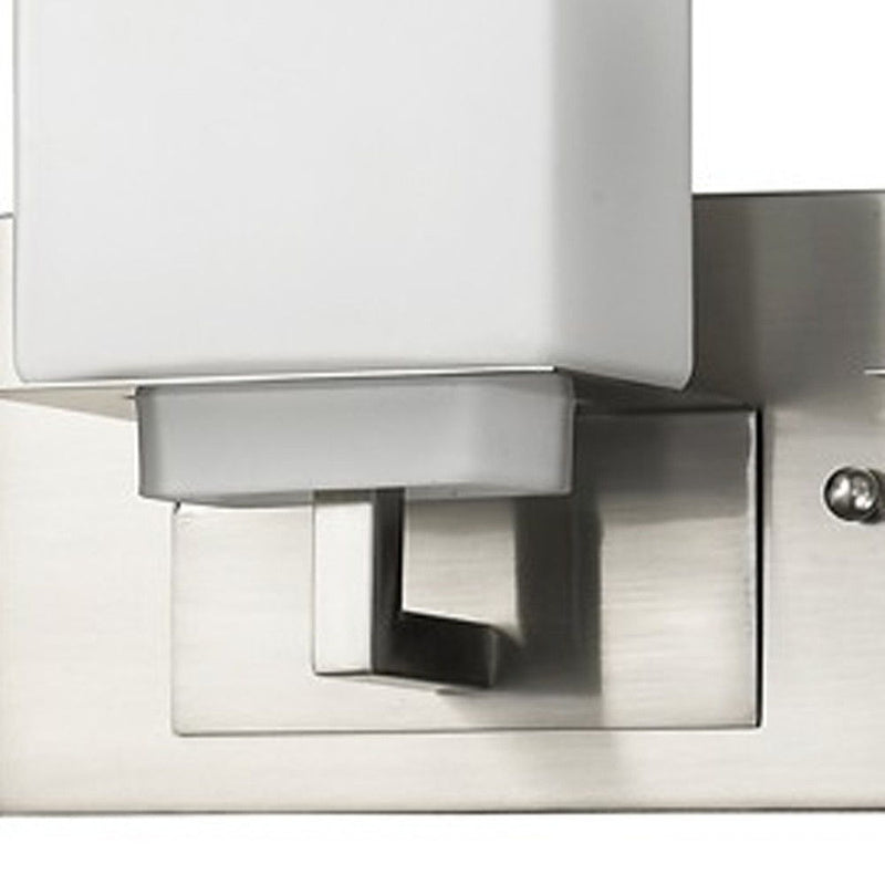 Metal And Glass Three Lights Flush Mounted Sconce - Silver And White