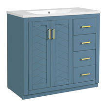 Load image into Gallery viewer, Bathroom Vanity With Sink, Storage Cabinet, Freestanding Set With 3 Drawers &amp; Soft Closing Doors - Indigo

