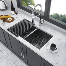 Load image into Gallery viewer, Double Bowl Undermount Kitchen Sink 16 Gauge 33" X 19" With Dual 10" Deep Basins - Gunmetal Black
