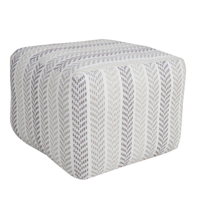 Cotton Chevron Pouf Ottoman - Gray And White