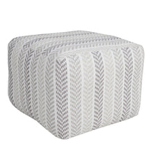 Load image into Gallery viewer, Cotton Chevron Pouf Ottoman - Gray And White
