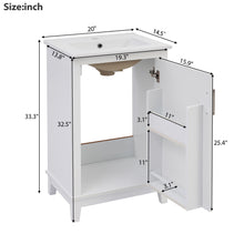 Load image into Gallery viewer, Modern Small Bathroom Vanity Cabinet With Ceramic Basin, Ample Storage, 1 Soft Close Door
