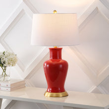 Load image into Gallery viewer, Urn Table Lamp With Drum Shade - Red / Gold
