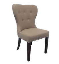 Load image into Gallery viewer, Linen Tufted Side Chair - Taupe / Dark Brown
