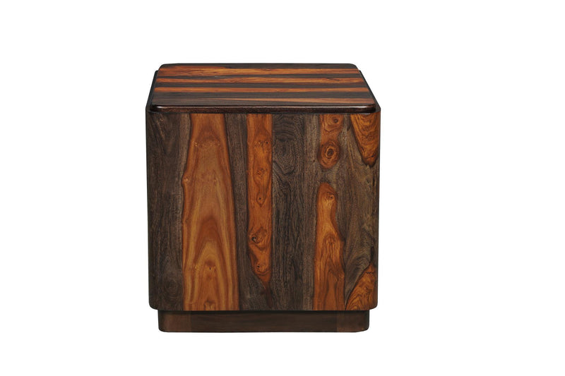 Square Block End Table (740772) - Dark Brown