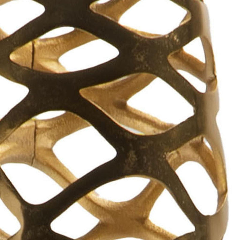Pierced Geometric Cylinder Floor Vase (722473) - Gold