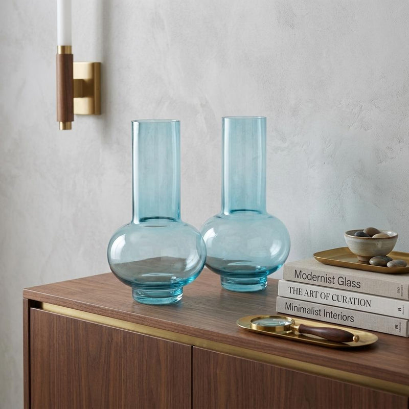 Round Table Vases (Set of 2) - Aqua