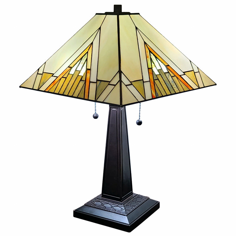 22" Metal Two Light Candlestick Table Lamp With Beige Shade - Dark Brown