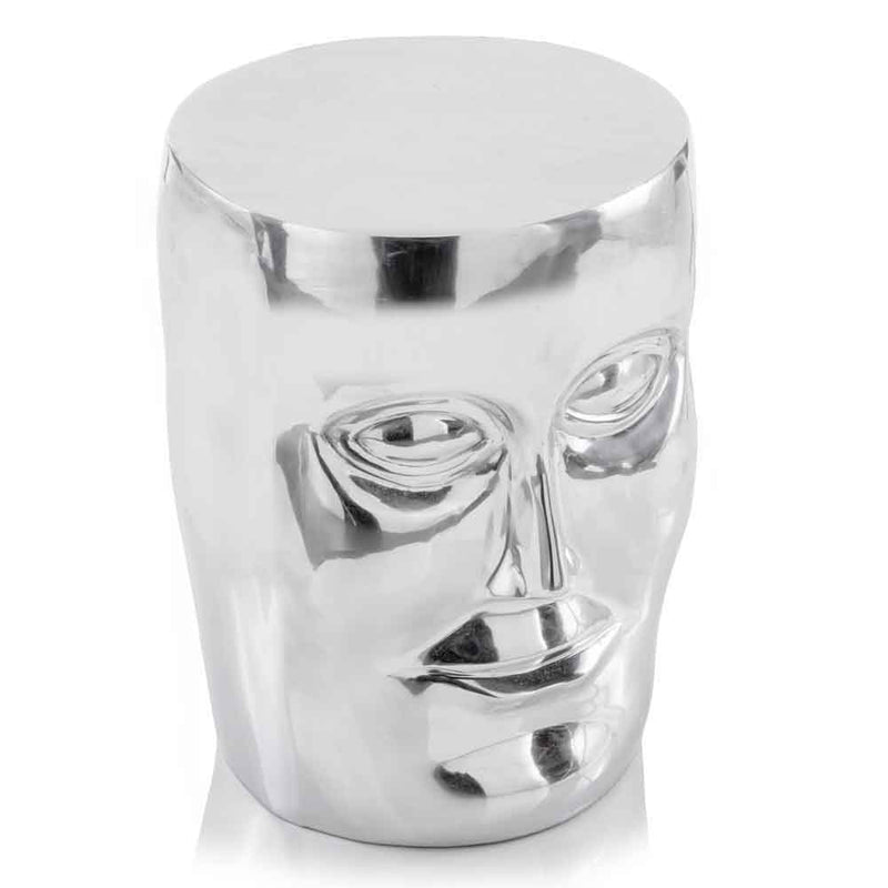 Aluminum Faces Round End Table - Silver