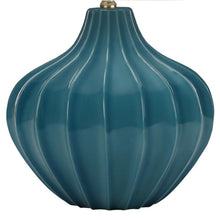 Load image into Gallery viewer, Ceramic Gourd Table Lamp With Cream Empire Shade - Blue
