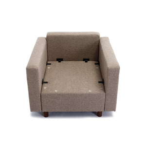 3 Seat Module Sectional Sofa Couch With 1 Ottoman for living room,Seat Cushion and Back Cushion Non-Removable and Non-Washable,Brown