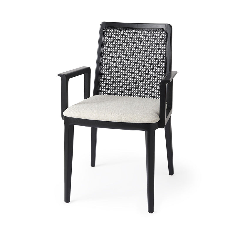 Upholstered Fabric Dining Arm Chair - Cream