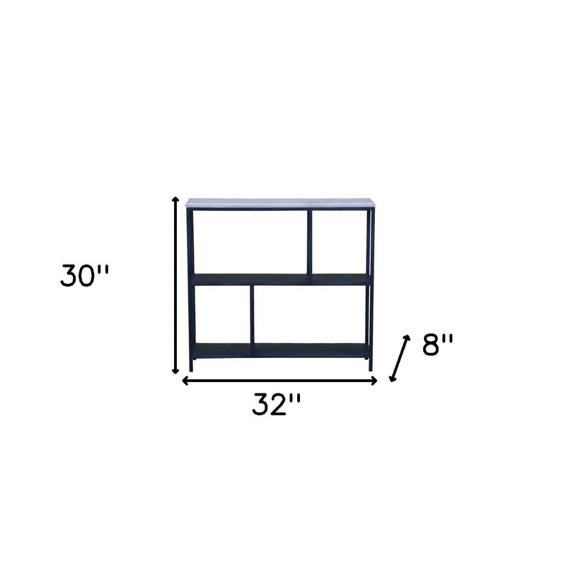 Three Tier Geometric Bookcase - Black / White