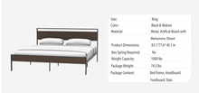 Load image into Gallery viewer, Ceres Metal Bed, Black with Walnut wood Headboard&amp;Footboard, King
