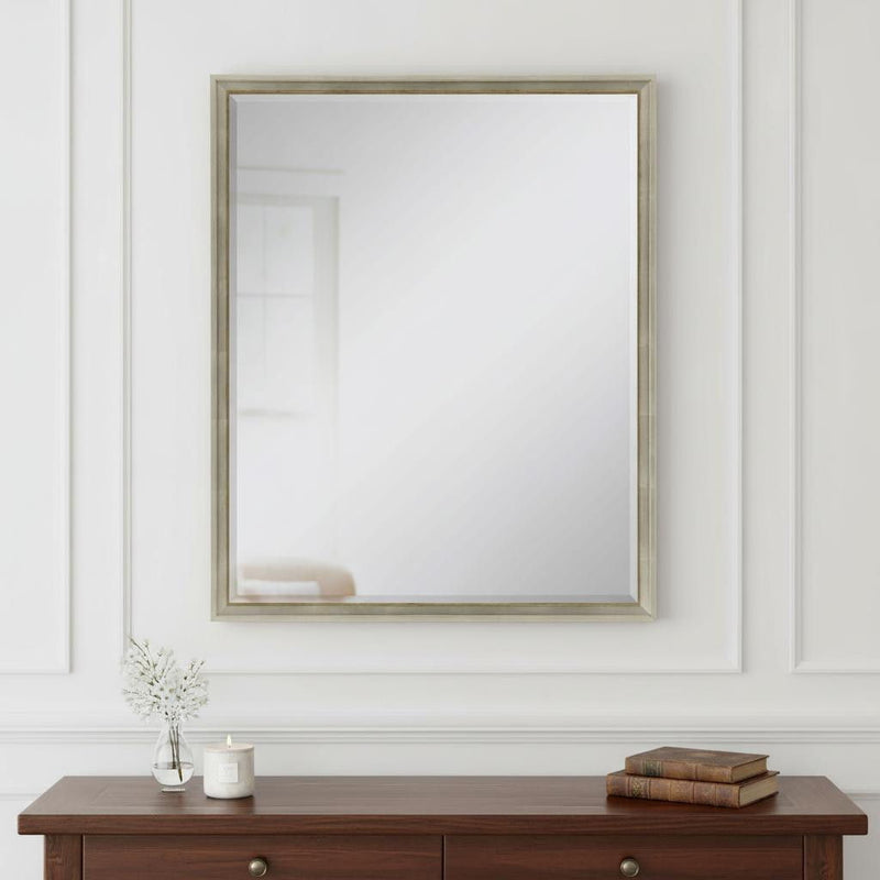 42" Wood Accent Mirror - Silver