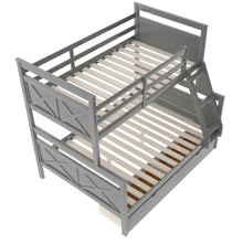 Load image into Gallery viewer, Twin over Full Bunk Bed with Ladder, Two Storage Drawers, Safety Guardrail, Gray
