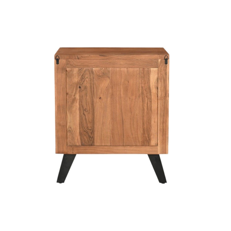 Solid Wood Square Live Edge Nightstand - Brown