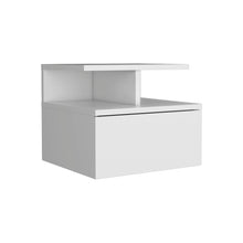 Load image into Gallery viewer, Floating Nightstand Wall Mounted With Single Drawer And 2 Tier Shelf - White
