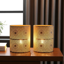 Load image into Gallery viewer, 8" Battery Operated Lamps With Pierced Shades (Set of 2) - White
