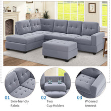 Load image into Gallery viewer, Orisfur. Modern Sectional Sofa with Reversible Chaise, L Shaped Couch Set with Storage Ottoman and Two Cup Holders for Living Room
