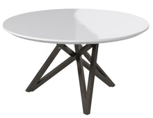 Load image into Gallery viewer, 47" Wood And Stainless Steel Cross Leg Base Round Top Dining Table - White
