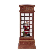 Load image into Gallery viewer, Christmas Lighted Water Spinning Phone Booth With Santa On Phone, 3*AA Batteries Required - White / Red
