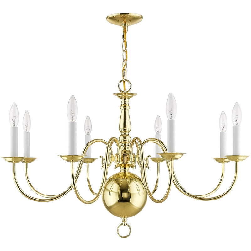 21" Eight Light Dimmable Chandelier With Shades - Brass
