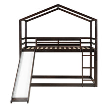 Load image into Gallery viewer, Twin Over Twin Bunk Bed with Roof, Slide and Ladder, Espresso
