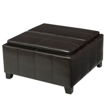 Load image into Gallery viewer, Contemporary Ottoman With Storage And Tray Tops - Brown
