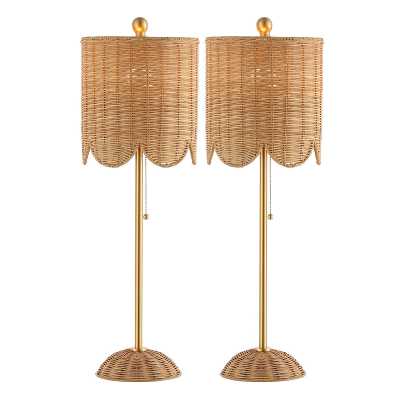 Table Lamps LED With Drum Shades (Set of 2) - Natural